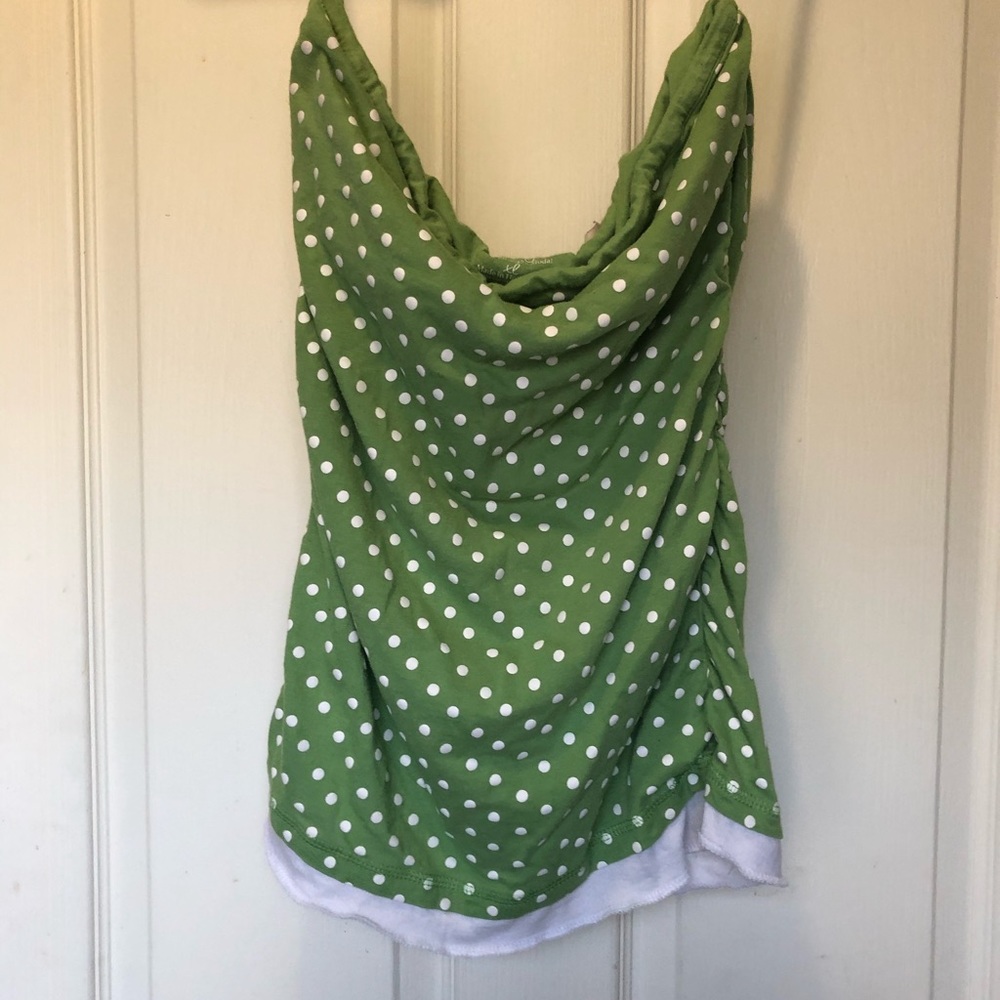 Green polka dot long torso sleeveless halter